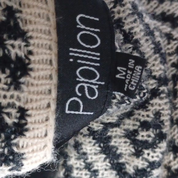 Papillon Knee Length Black & Cream cardigan, double-breasted closure, EUC - Picture 5 of 7